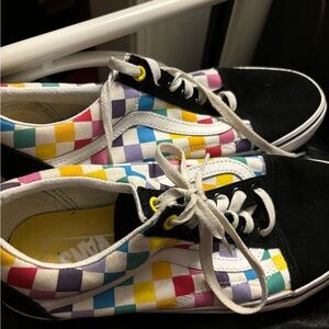 Vans old skill checkered rain bow color vans